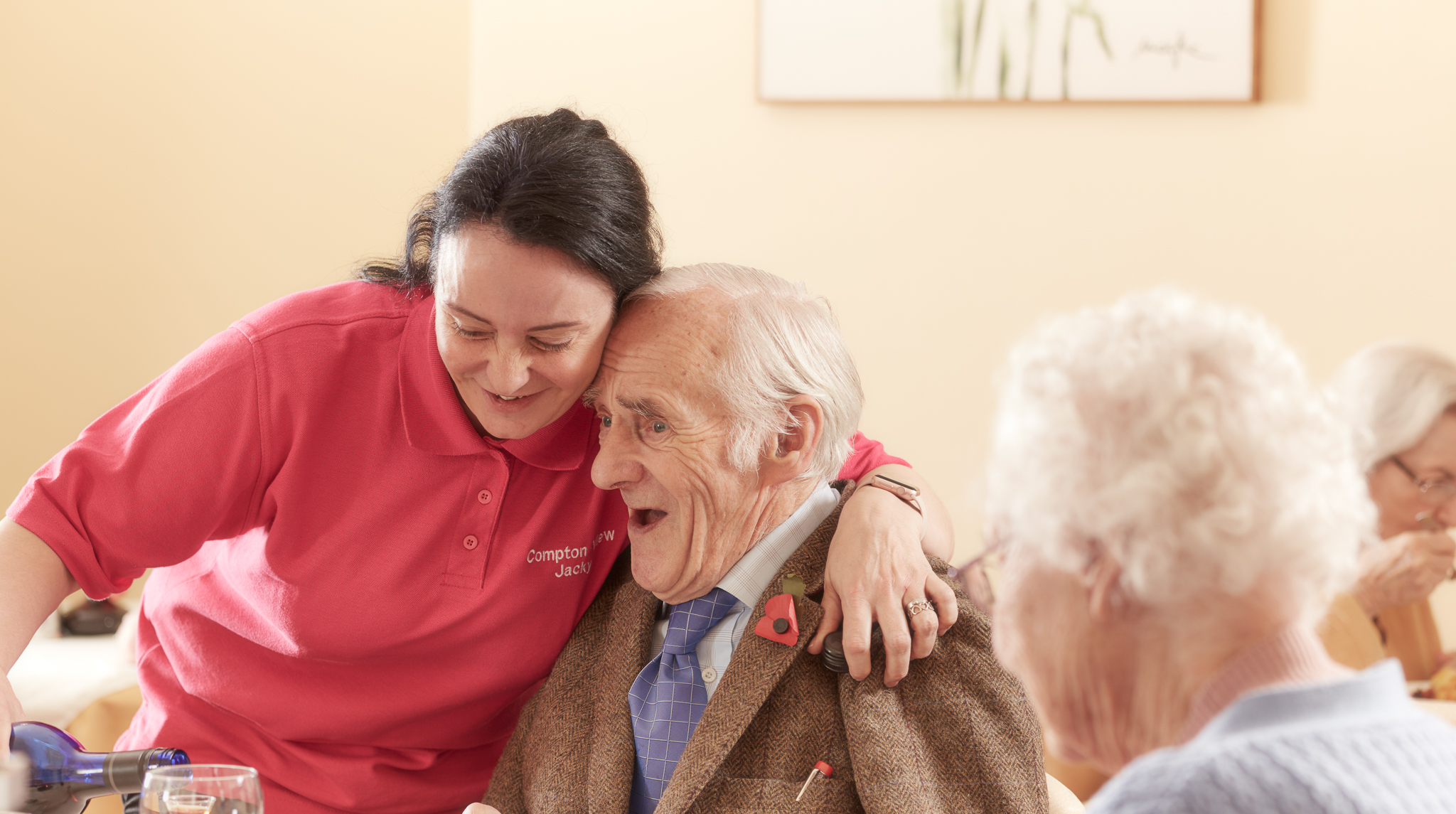 Friendly care home staff 
