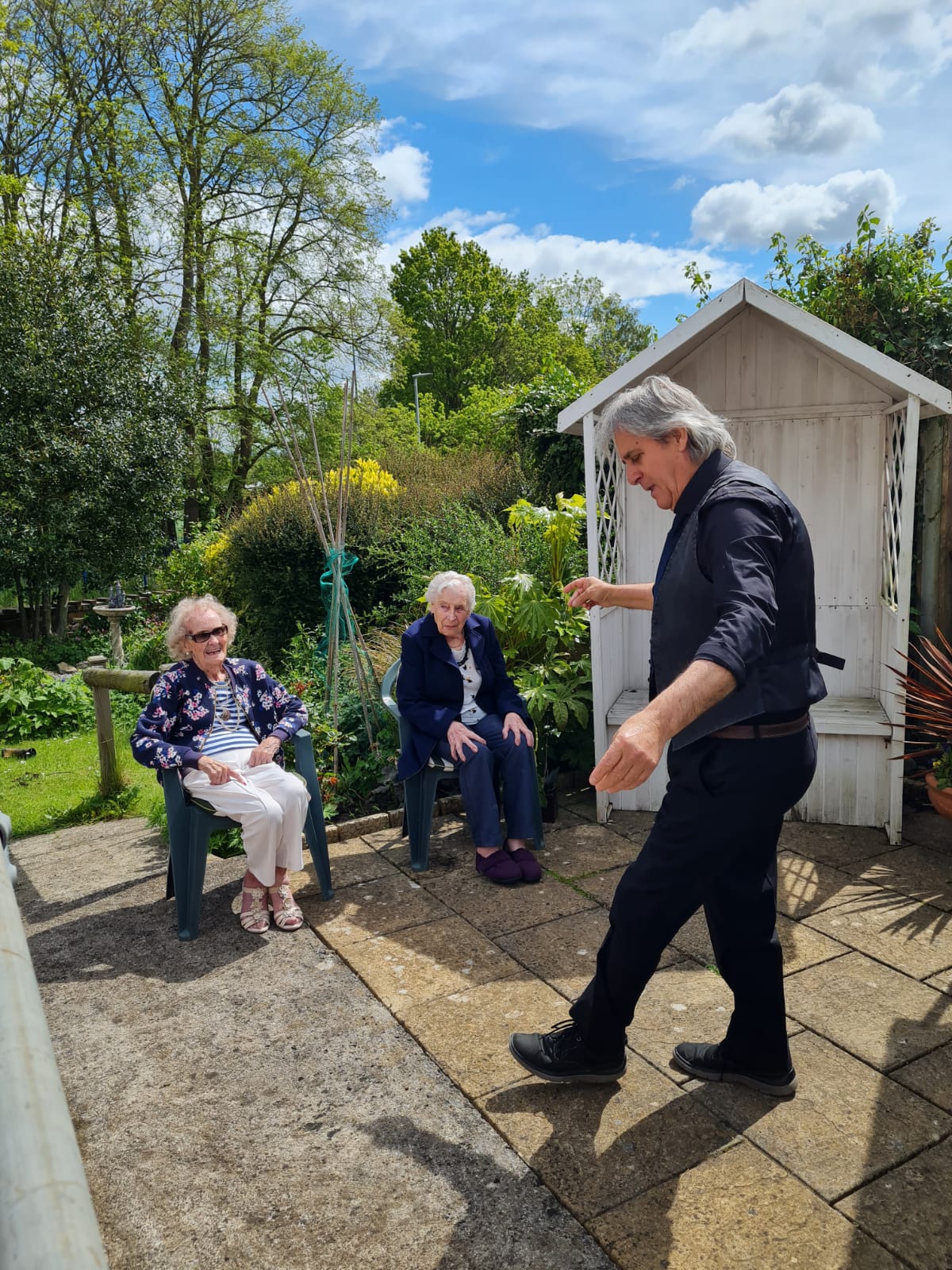 Visits from Yannis the Greek dancer, Marian's favourite!